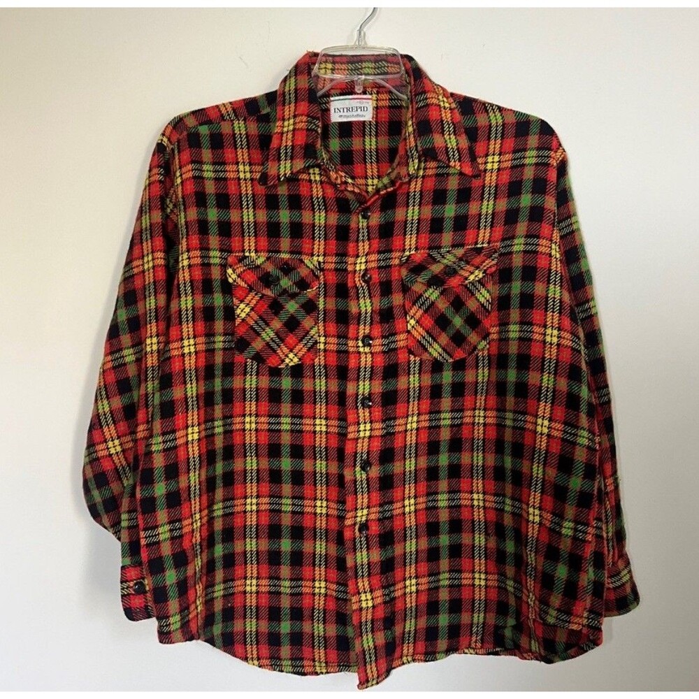 Vintage Intrepid Manhattan men’s Rasta Flannel Long sleeve shirt XL